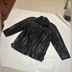 Men Real Leather Black Jacket Size XXL with inside and outside pockets
